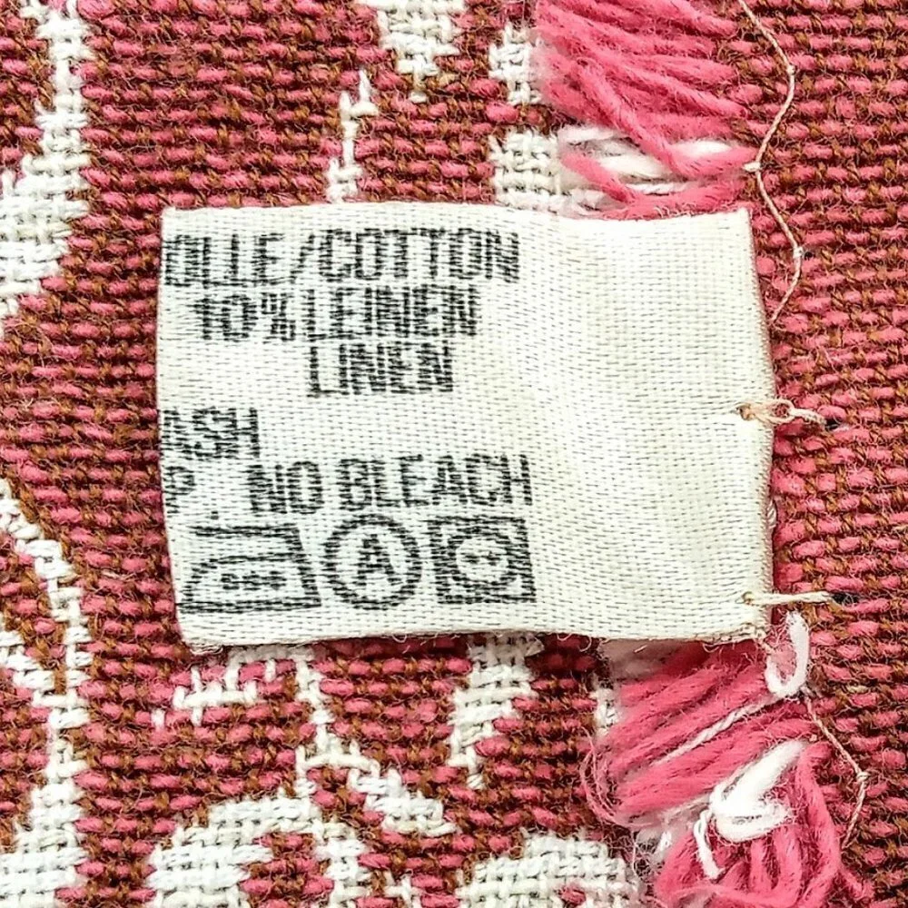 Vintage Red Floral Cotton Linen Fringed Square Woven Napkins